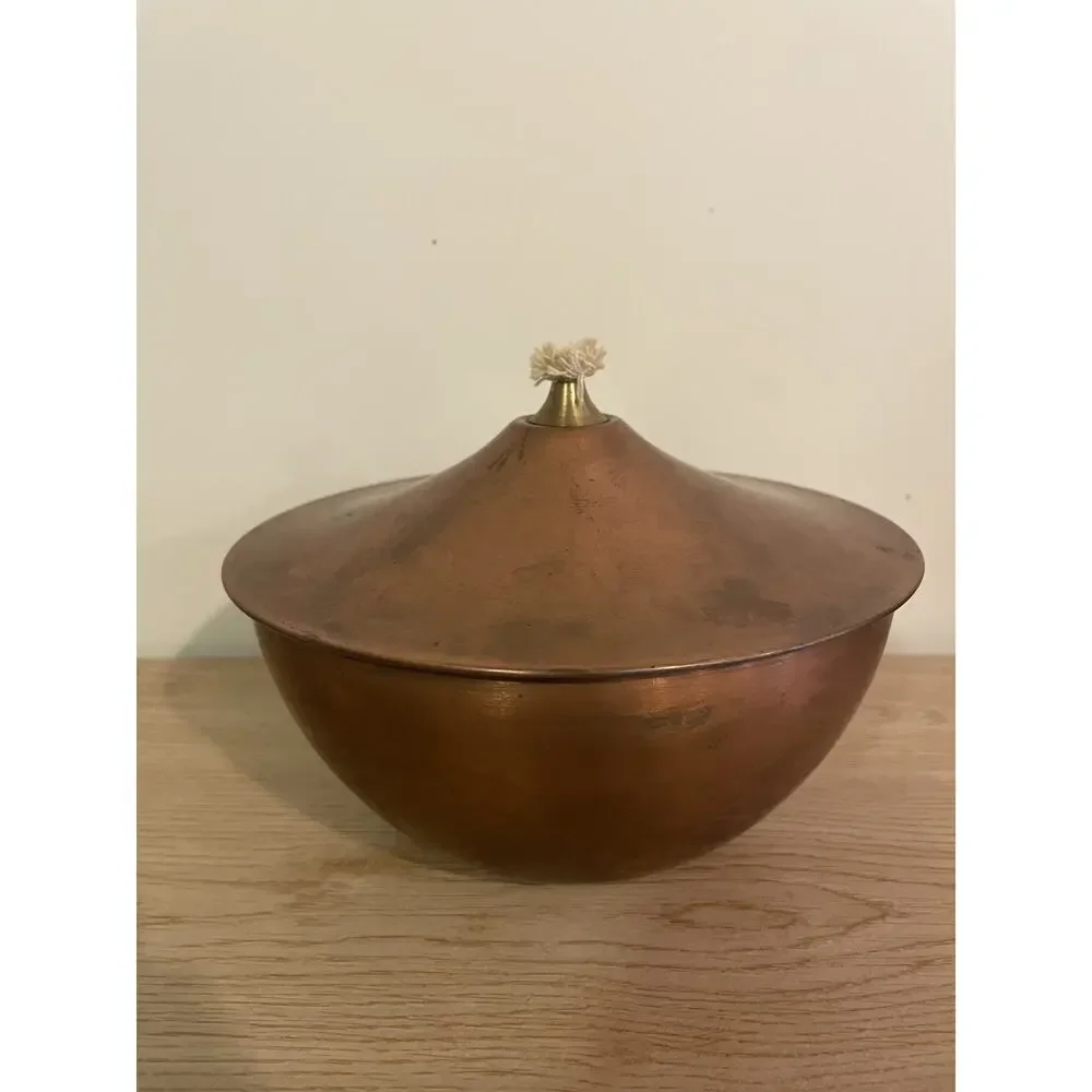 Vintage Smith & Hawken Large Copper Oil Dish Lamp Made in Turkey NEW
